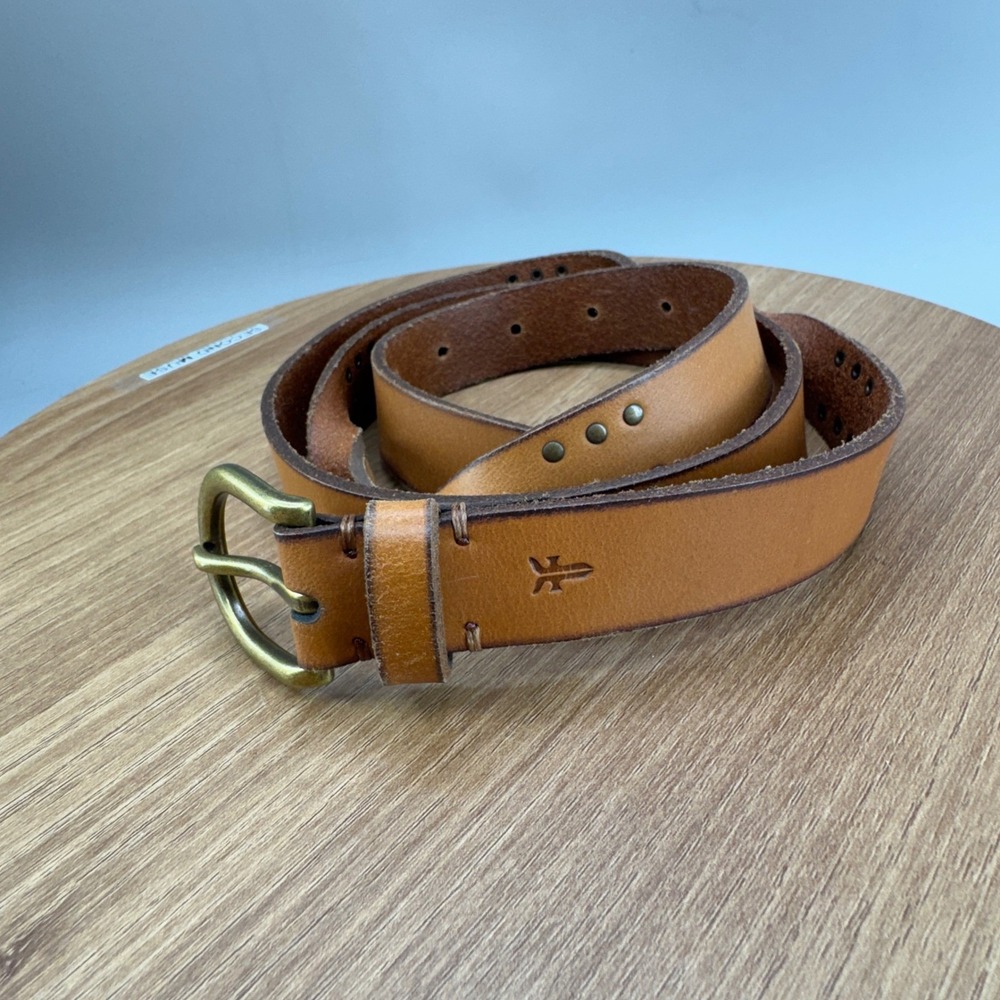Frye Braided Leather Belt Womens Size XL Cognac Brown Western Boho Casual - Picture 2 of 6